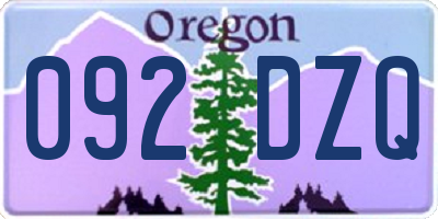 OR license plate 092DZQ