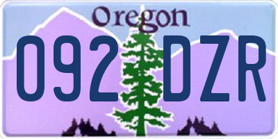 OR license plate 092DZR