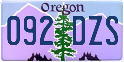 OR license plate 092DZS