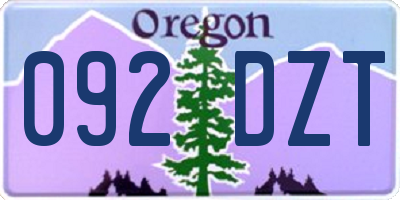 OR license plate 092DZT