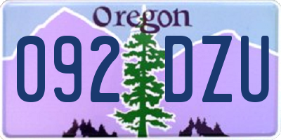 OR license plate 092DZU