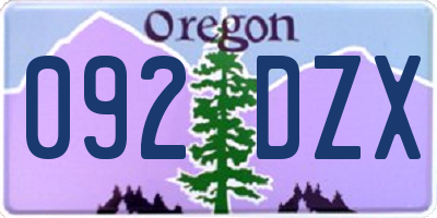 OR license plate 092DZX