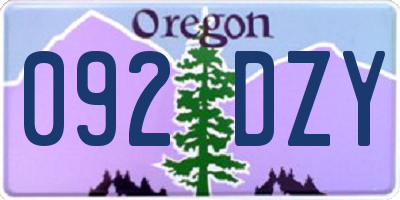 OR license plate 092DZY