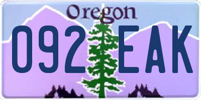 OR license plate 092EAK