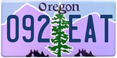 OR license plate 092EAT