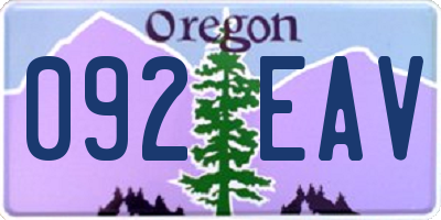 OR license plate 092EAV