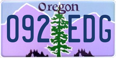 OR license plate 092EDG
