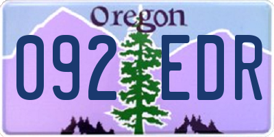 OR license plate 092EDR