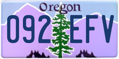 OR license plate 092EFV