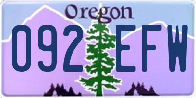 OR license plate 092EFW