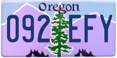 OR license plate 092EFY