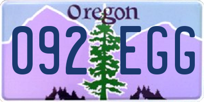 OR license plate 092EGG