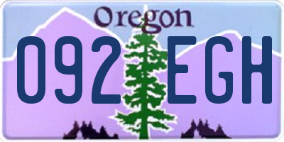 OR license plate 092EGH