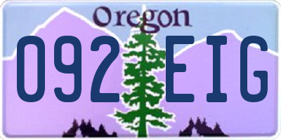 OR license plate 092EIG