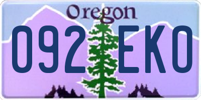 OR license plate 092EKO