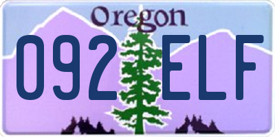 OR license plate 092ELF