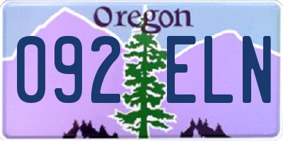 OR license plate 092ELN