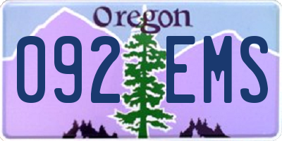 OR license plate 092EMS