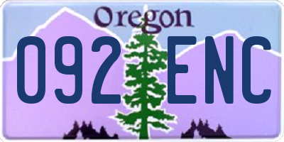 OR license plate 092ENC