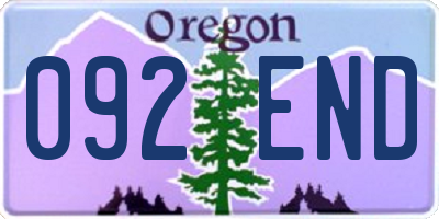 OR license plate 092END