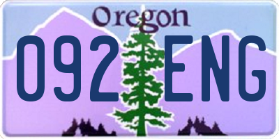 OR license plate 092ENG