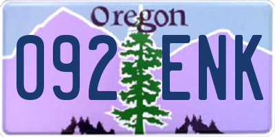 OR license plate 092ENK