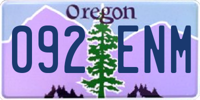OR license plate 092ENM
