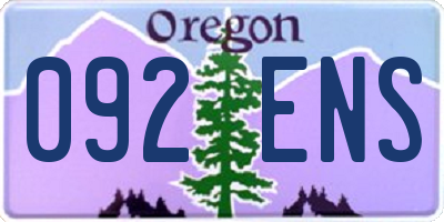 OR license plate 092ENS