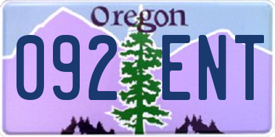 OR license plate 092ENT