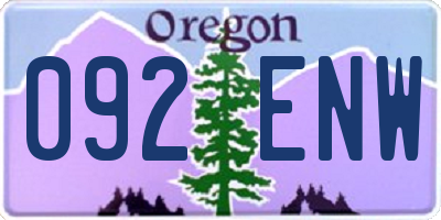 OR license plate 092ENW