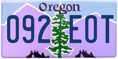 OR license plate 092EOT