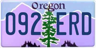 OR license plate 092ERD