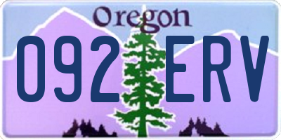 OR license plate 092ERV