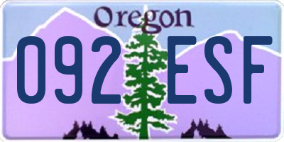OR license plate 092ESF