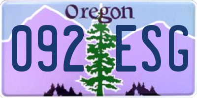 OR license plate 092ESG