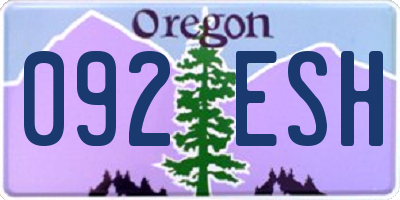 OR license plate 092ESH