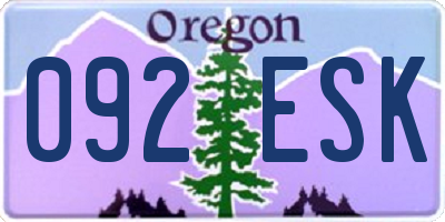 OR license plate 092ESK