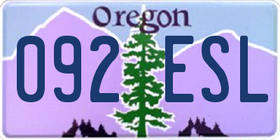 OR license plate 092ESL