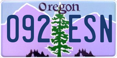 OR license plate 092ESN
