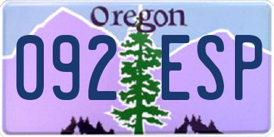 OR license plate 092ESP
