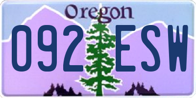 OR license plate 092ESW