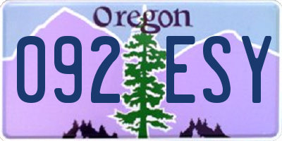 OR license plate 092ESY