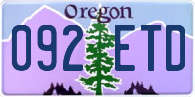 OR license plate 092ETD