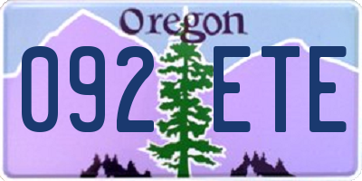 OR license plate 092ETE