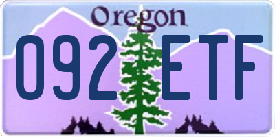OR license plate 092ETF