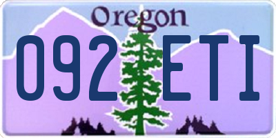OR license plate 092ETI