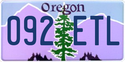 OR license plate 092ETL