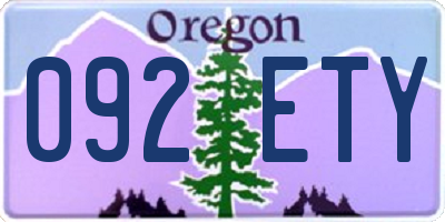 OR license plate 092ETY