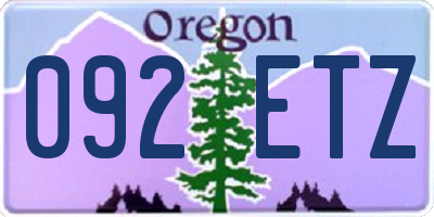 OR license plate 092ETZ
