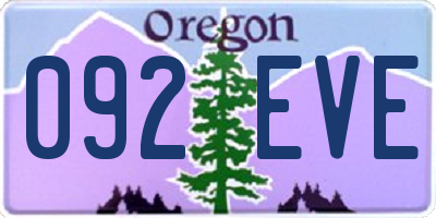 OR license plate 092EVE